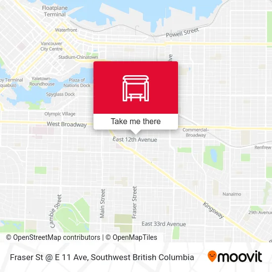 Fraser St @ E 11 Ave map