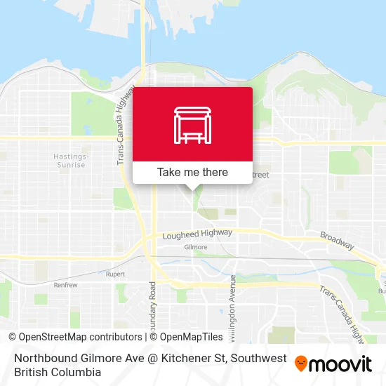 Northbound Gilmore Ave @ Kitchener St map