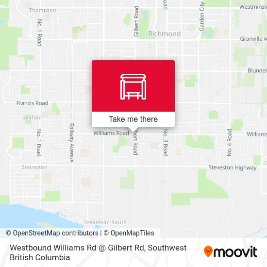 Westbound Williams Rd @ Gilbert Rd map