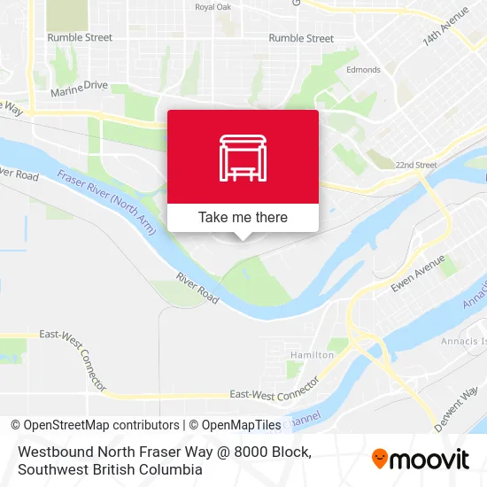Westbound North Fraser Way @ 8000 Block map