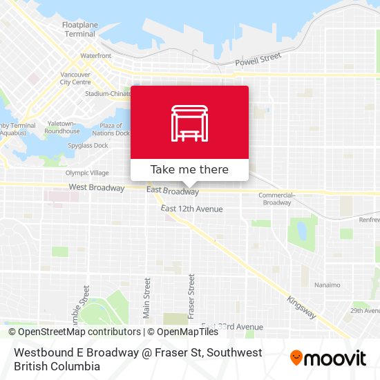 Westbound E Broadway @ Fraser St map