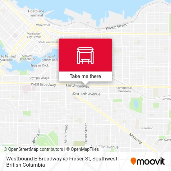 Westbound E Broadway @ Fraser St map