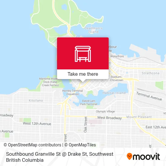 Southbound Granville St @ Drake St map