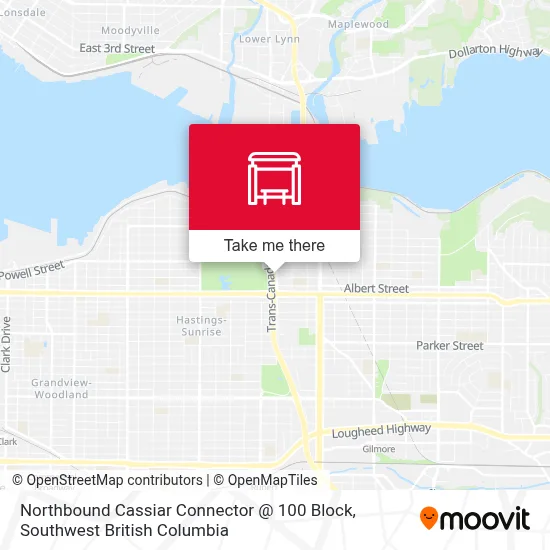 Northbound Cassiar Connector @ 100 Block map