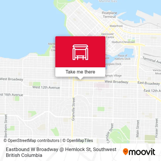 Eastbound W Broadway @ Hemlock St map