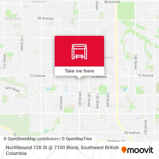 Northbound 128 St @ 7100 Block map