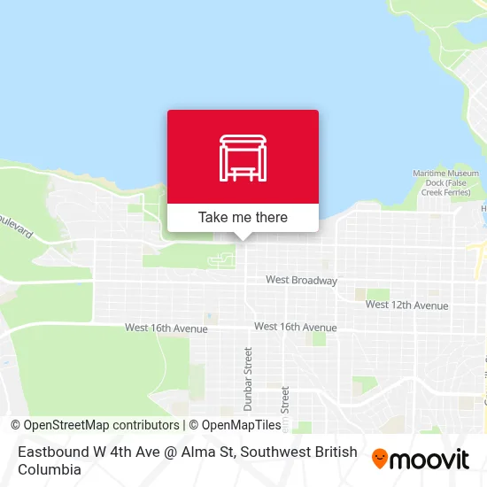 Eastbound W 4th Ave @ Alma St map