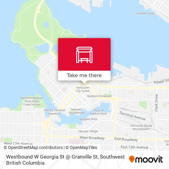 Westbound W Georgia St @ Granville St map