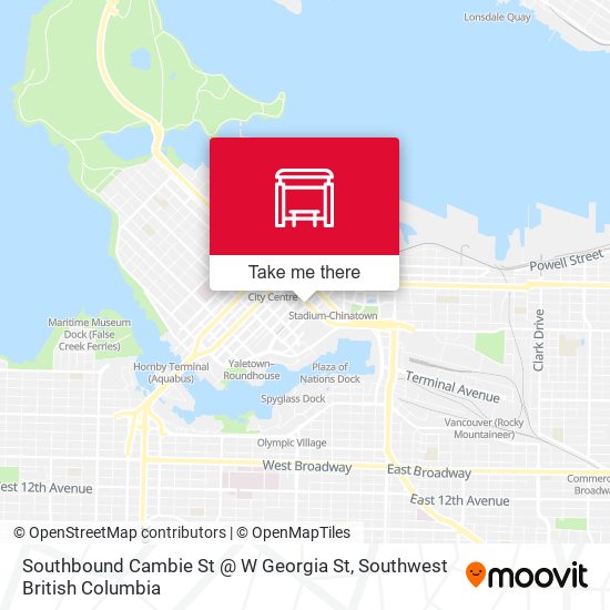 Southbound Cambie St @ W Georgia St map