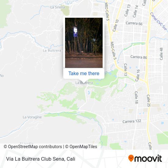 Vía La Buitrera Club Sena map