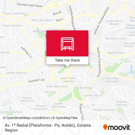 Av. 1ª Radial (Plataforma - Pq. Areião) map