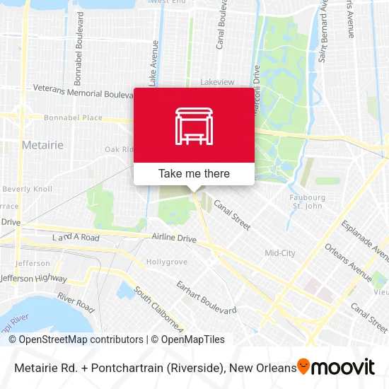 Mapa de Metairie Rd. + Pontchartrain (Riverside)