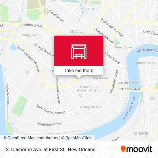 S. Claiborne Ave. at First St. map