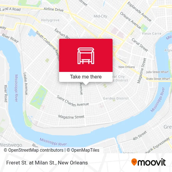 Freret St. at Milan St. map