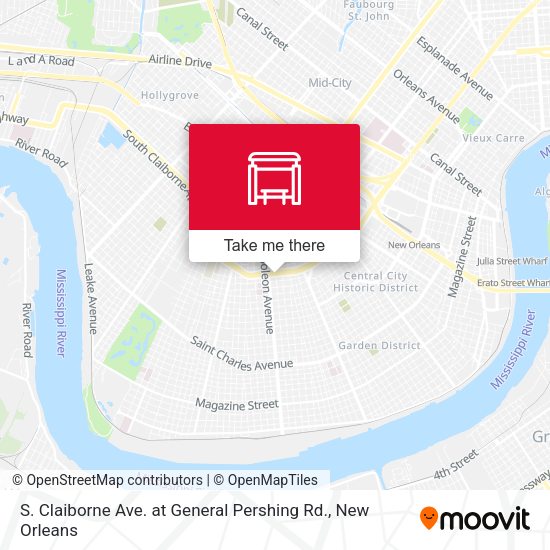 S. Claiborne Ave. at General Pershing Rd. map