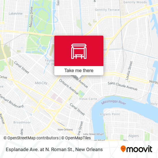 Esplanade Ave. at N. Roman St. map