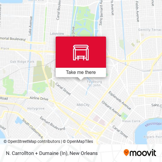 N. Carrollton + Dumaine (In) map
