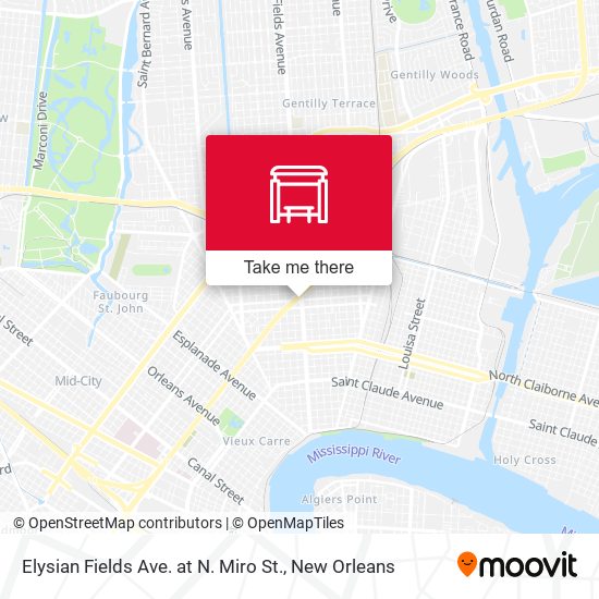 Elysian Fields Ave. at N. Miro St. map