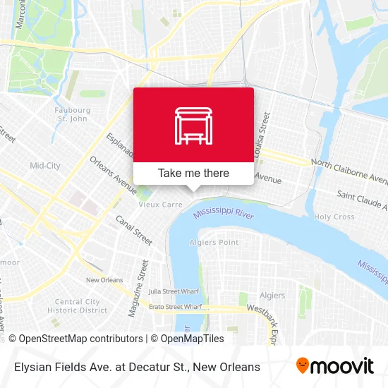 Elysian Fields Ave. at Decatur St. map
