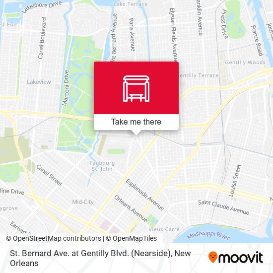 Mapa de St. Bernard Ave. at Gentilly Blvd. (Nearside)