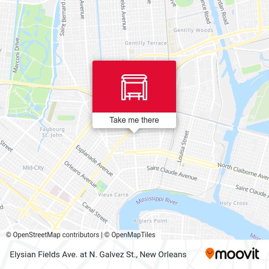 Elysian Fields Ave. at N. Galvez St. map
