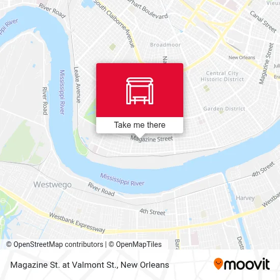 Magazine St. at Valmont St. map