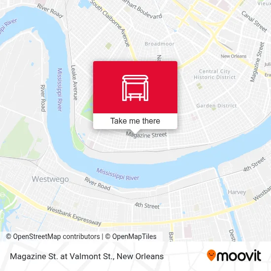 Magazine St. at Valmont St. map