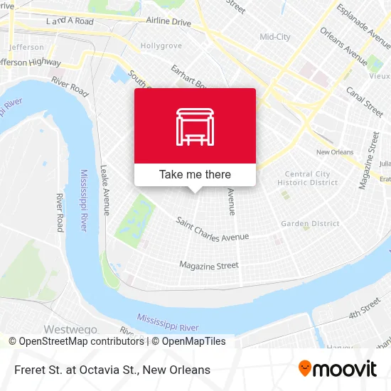 Freret St. at Octavia St. map