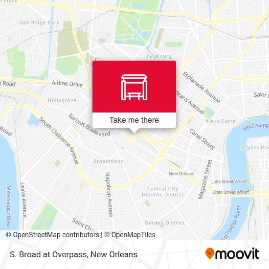 S. Broad at Overpass map