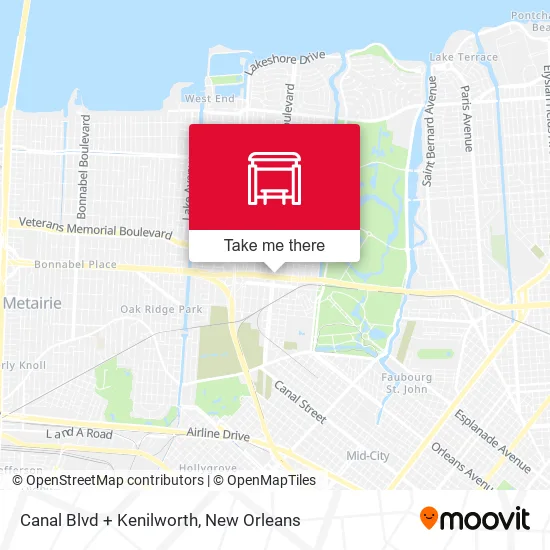 Mapa de Canal Blvd + Kenilworth