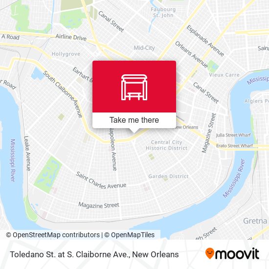 Toledano St. at S. Claiborne Ave. map