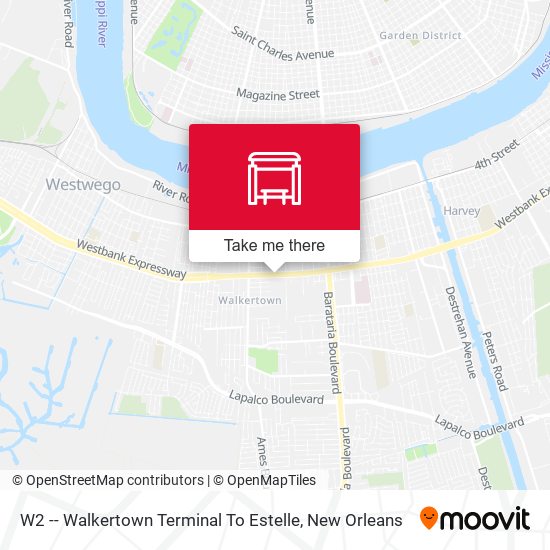 W2 -- Walkertown Terminal To Estelle map
