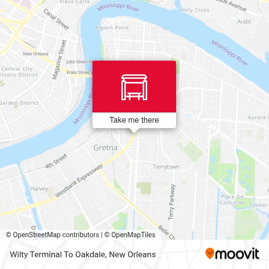 Wilty Terminal To Oakdale map