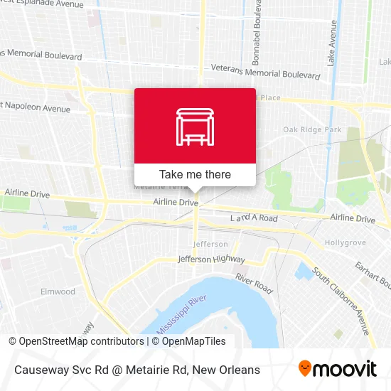 Causeway Svc Rd @ Metairie Rd map