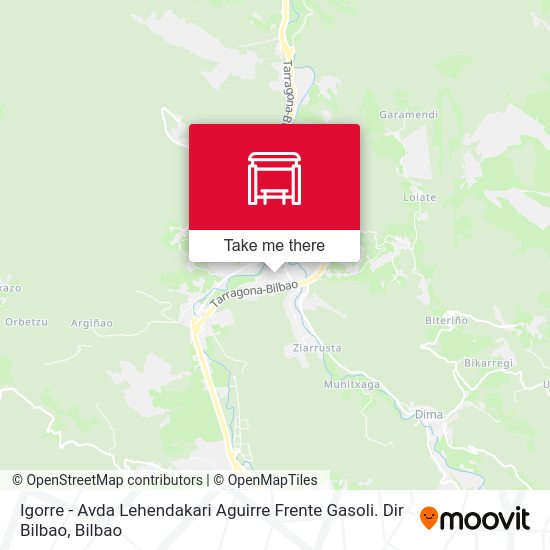 Igorre - Avda Lehendakari Aguirre Frente Gasoli. Dir Bilbao map