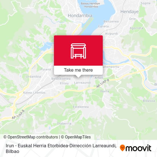 Irun - Euskal Herria Etorbidea-Dirrección Larreaundi map