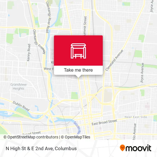 N High St & E 2nd Ave map