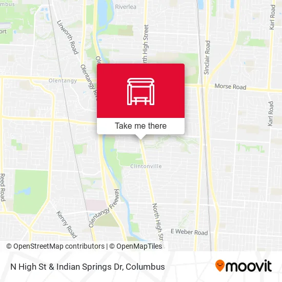N High St & Indian Springs Dr map