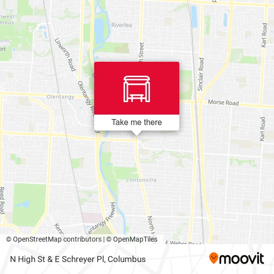 N High St & E Schreyer Pl map