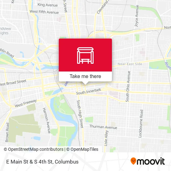 E Main St & S 4th St map