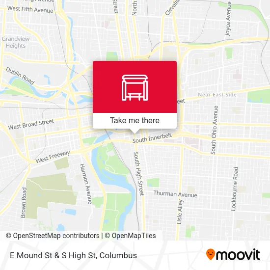 E Mound St & S High St map
