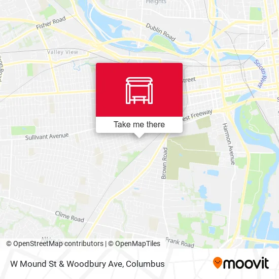 W Mound St & Woodbury Ave map