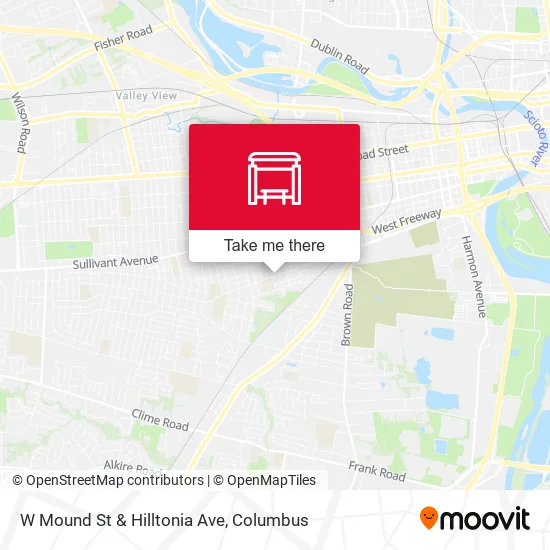 W Mound St & Hilltonia Ave map