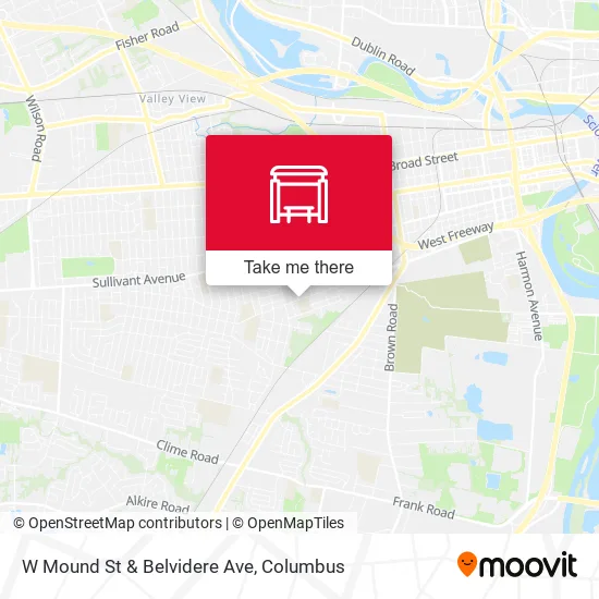 W Mound St & Belvidere Ave map