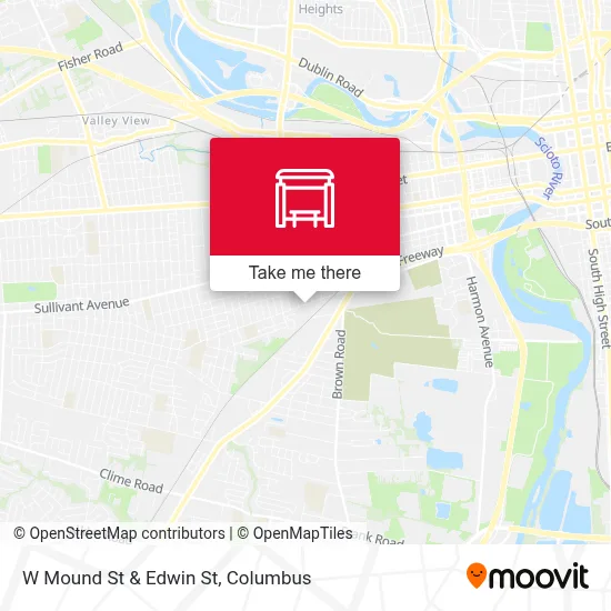 W Mound St & Edwin St map