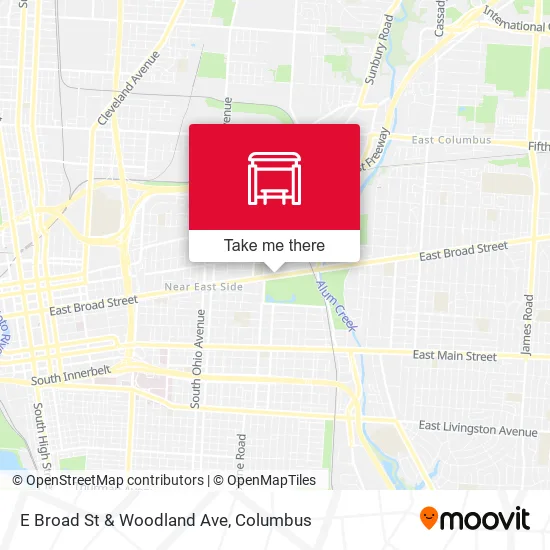 E Broad St & Woodland Ave map