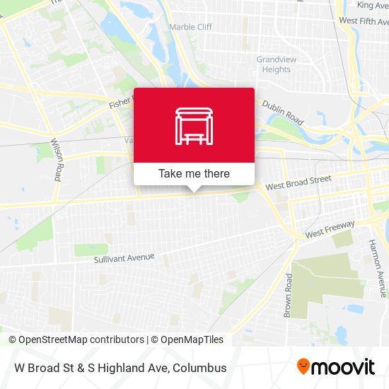W Broad St & S Highland Ave map