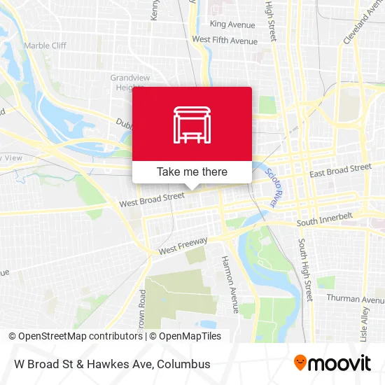 W Broad St & Hawkes Ave map