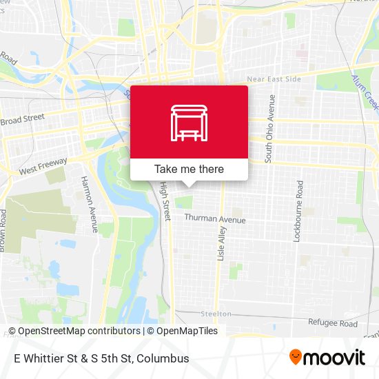 E Whittier St & S 5th St map