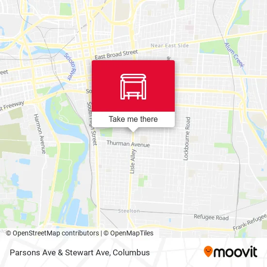 Parsons Ave & Stewart Ave map